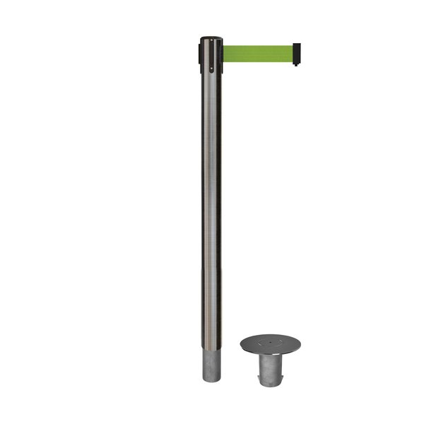 Montour Line Stanchion Belt Barrier Removable Base Sat.Steel Post 7.5ftOlive Belt MX630R-SS-OL-75